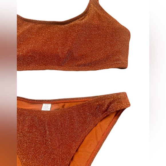 ATTRACO Metallic Lurex Bikini Set Rust Orange XL UPF 50 - Picture 6 of 7